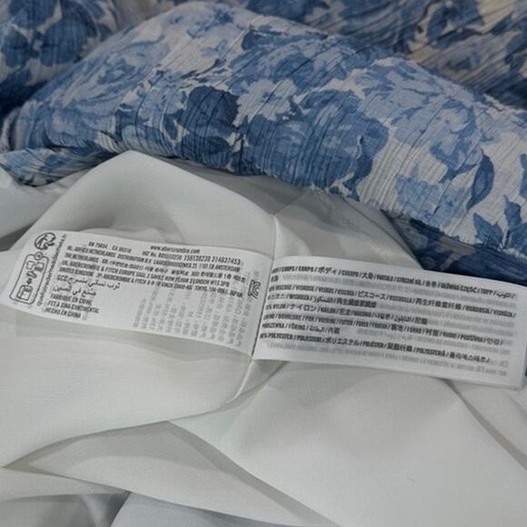 Abercrombie & Fitch Front Tie Maxi Slip Dress Light Blue Floral Women's Medium - Picture 7 of 8